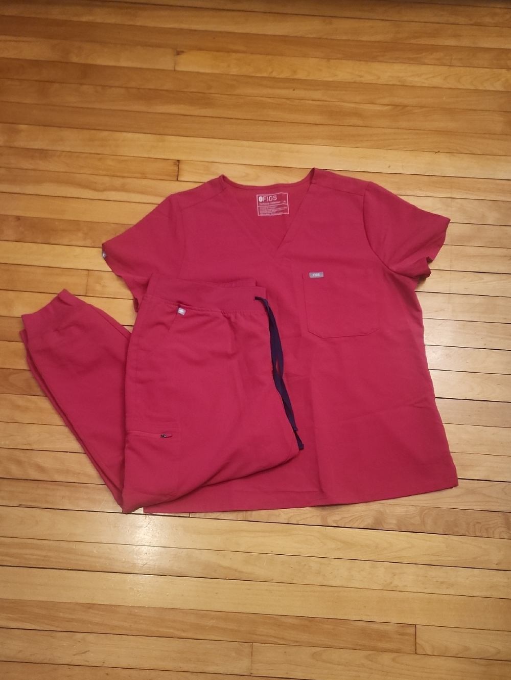 Figs Scrub Top and Pants in Bright Pink